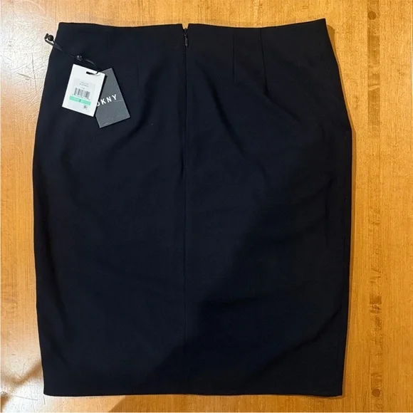 NWT DKNY Black Asymmetrical Wrap Pencil Skirt Workwear Size 8 - Picture 3 of 5